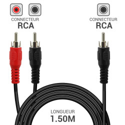 Câble RCA audio 1 RCA mâle vers 2  RCA mâle 1,50m