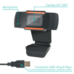 Webcam HD 3 Mégapixels Micro Intégré USB 2.0 Compatible Windows