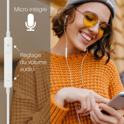 Ecouteurs USB C intra-auriculaires contrôle volume et micro - Blanc