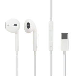 Ecouteurs USB C intra-auriculaires contrôle volume et micro - Blanc