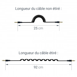 Câble Auxiliaire Audio Jack 3,5 mm mâle mâle spirale extensible 92cm