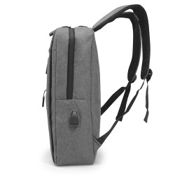 Sac à Dos Urbain 15,6 Pouces Polyester Oxford Multipoches USB Gris