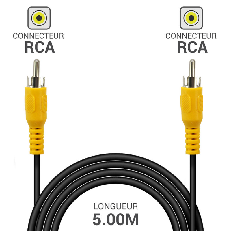 Câble RCA RCA mâle mâle câble vidéo composite longueur 5,00m