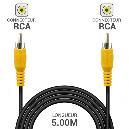 Câble RCA RCA mâle mâle câble vidéo composite longueur 5,00m