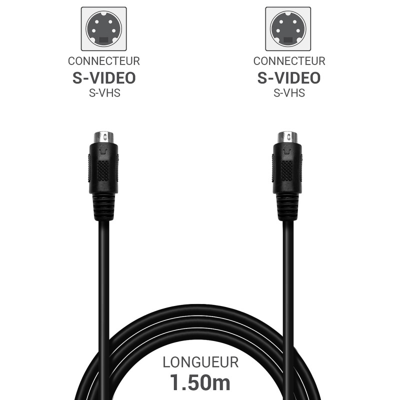 Câble S-Video SVHS Mini-DIN-4 male/male  longueur 1,50m