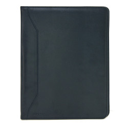 Conférencier porte document simili cuir noir, bloc A4 et multi-poches