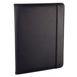 Conférencier porte document simili cuir noir, bloc A4 et multi-poches