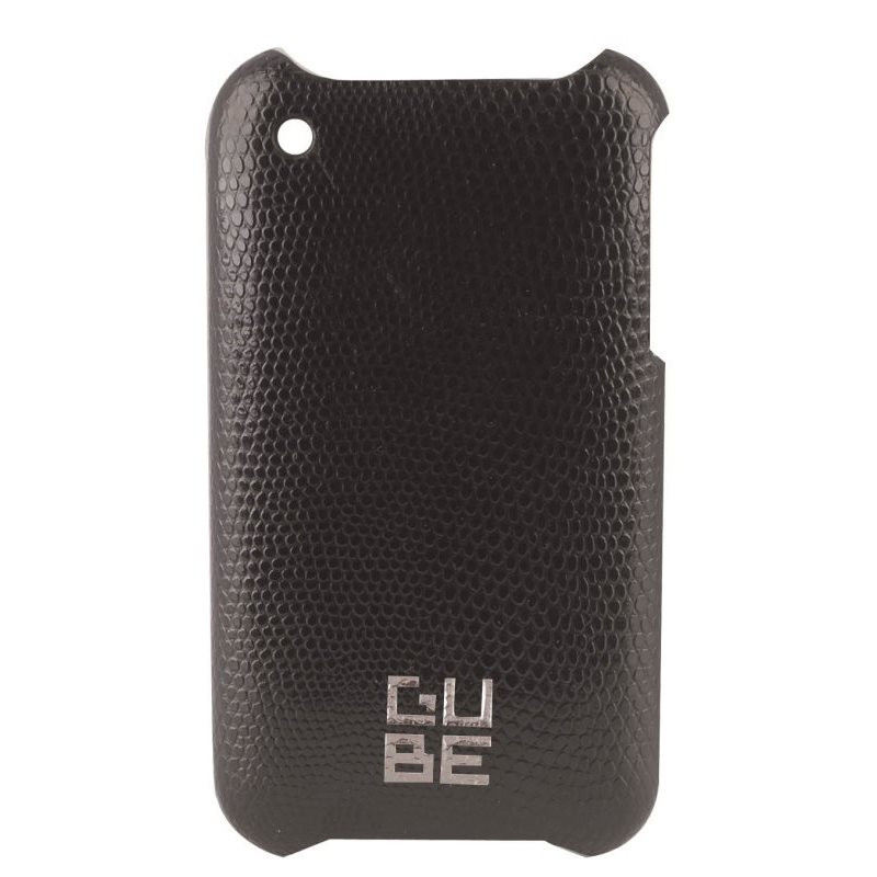 Coque cuir Lézard noir avec film de protection pour iPhone 3G/3GS 