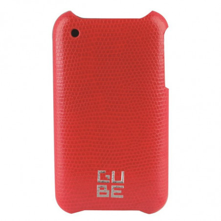 Coque cuir Lézard rouge avec film de protection pour iPhone 3G/3GS 