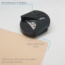 Arrondisseur d'angles pour feuilles papier et plastifiées 