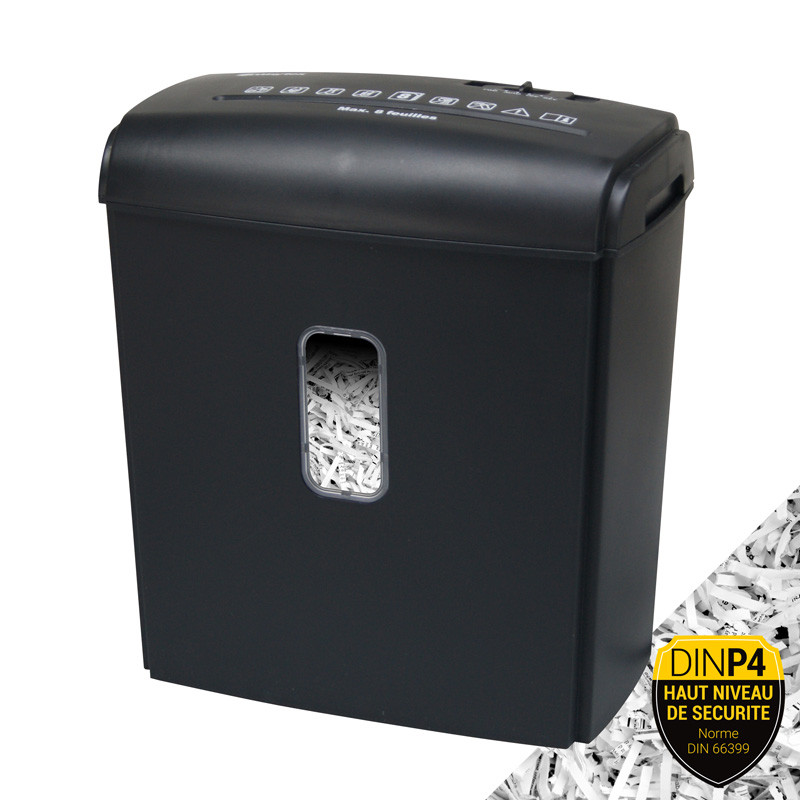 Destructeur de Documents Coupe Croisée 8 Feuilles Bac 15L