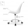 Chaise de bureau scandinave blanche, roulettes, hauteur réglable et pivotant