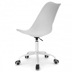 Chaise Bureau Scandinave avec roulettes et hauteur réglable, Blanche