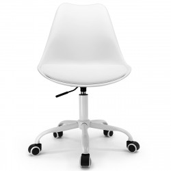 Chaise Bureau Scandinave avec roulettes et hauteur réglable, Blanche