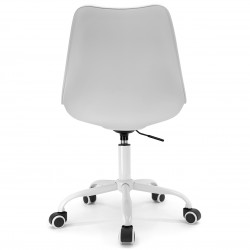 Chaise Bureau Scandinave avec roulettes et hauteur réglable, Blanche