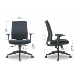 dimensions du fauteuil de bureau en dacron matelassé