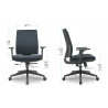 dimensions du fauteuil de bureau en dacron matelassé