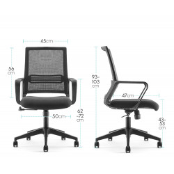 Dimensions chaise de bureau noir