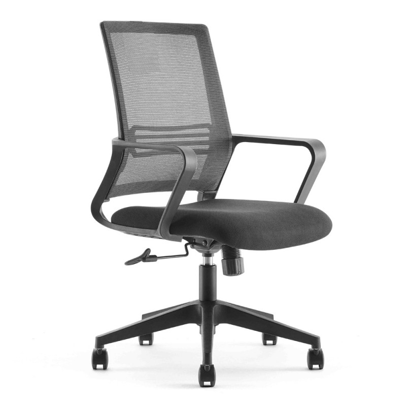 Chaise de bureau professionnelle avec accoudoirs fixes et soutien lombaire