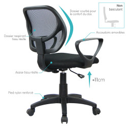 Siège bureau Mesh avec accoudoirs  HYGIE