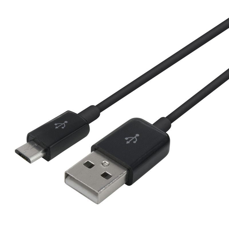 Cordon micro USB type B mâle vers USB 2.0 mâle 1.00m noir sachet