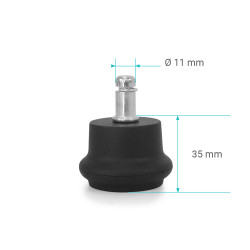 Jeu de 5 pieds fixes pour fauteuil de bureau couleur noir tige 11 mm