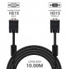 Cordon HD15 VGA VGA M / F avec ferrites 3 Coax 10,00 m