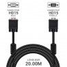 Cordon HD15 VGA VGA M / F avec ferrites 3 Coax 20,00 m