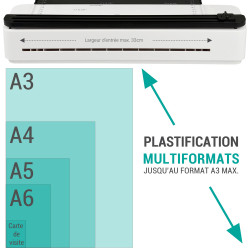 Plastifieuse Pro A3, A4, A5, A6, A7 jusqu'à 2 x 125 mic avec Découpe