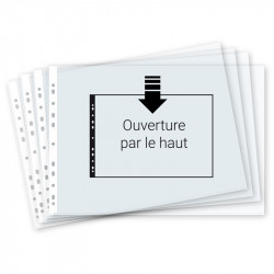 Pochettes transparentes perforées A3 ouvert haut 75 micr. pack de 10 