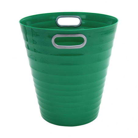 Poubelle de bureau plastique verte ronde avec poignées - 12,5L