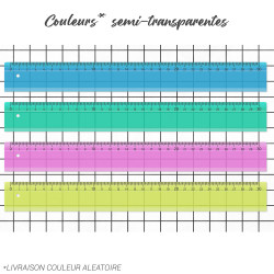 Lot 4 Règles 30 cm plates incassables flexibles Couleurs aléatoires