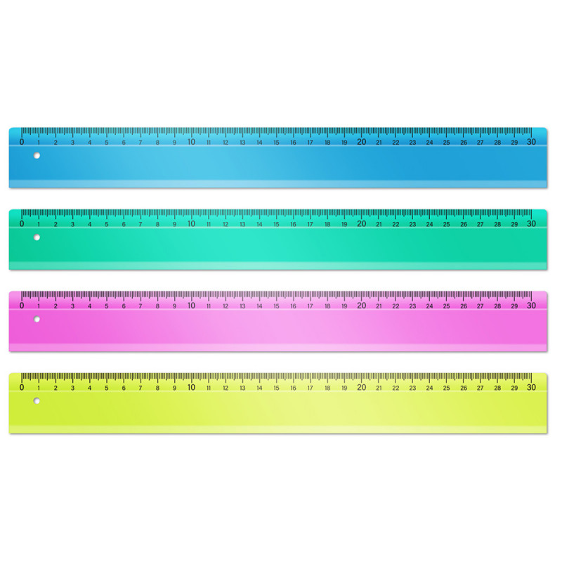 Lot 4 Règles 30 cm plates incassables flexibles Couleurs aléatoires