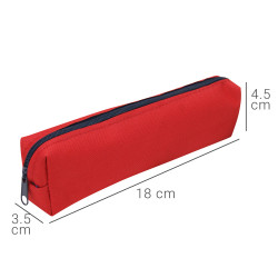 Trousse Fourre-tout 18 x 3,5 x 4,5 cm Textile Souple Rouge Uni