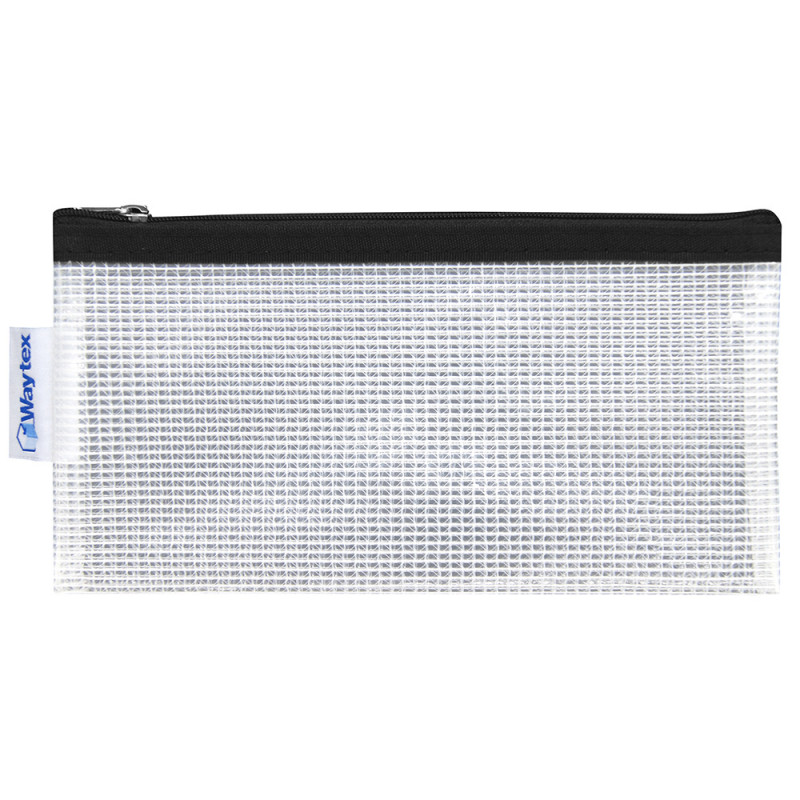 Trousse pochette transparente Eva zippée 10x20 cm bordure noire