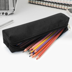 Trousse Fourre-tout 21x4x4 cm  Zippé Textile Souple Noire