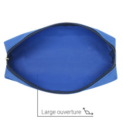 Trousse Fourre-tout 21x4x4 cm  Zippé Textile Souple Bleu marine 