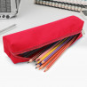 Trousse Fourre-tout 21x4x4 cm  Zippé Textile Souple Rouge