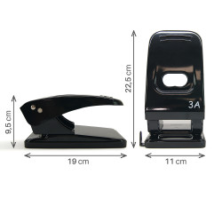 Perforatrice 2 trous en métal grande capacité 65 feuilles Noir