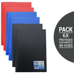 Lot 6 Protèges Doc A4 40 Vues 20 Poch Couverture Polypro Assorties