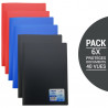 Lot 6 Protèges Doc A4 40 Vues 20 Poch Couverture Polypro Assorties