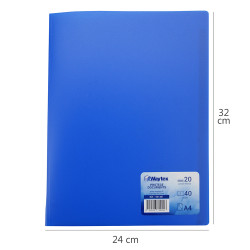 Protège Documents A4 40 Vues 20 Pochettes Couverture Polypro Bleu