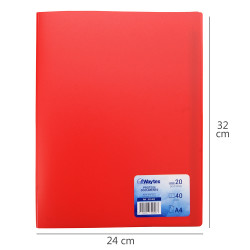 Protège Documents A4 40 Vues 20 Pochettes Couverture Polypro Rouge