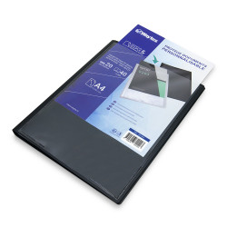 Porte vues A4 Personnalisable 40 Vues Couverture Polypro Noir