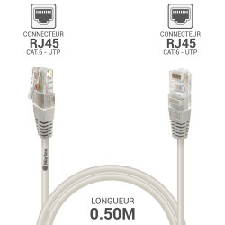 Cable reseau ADSL RJ45 blinde 2.0m Cat.6