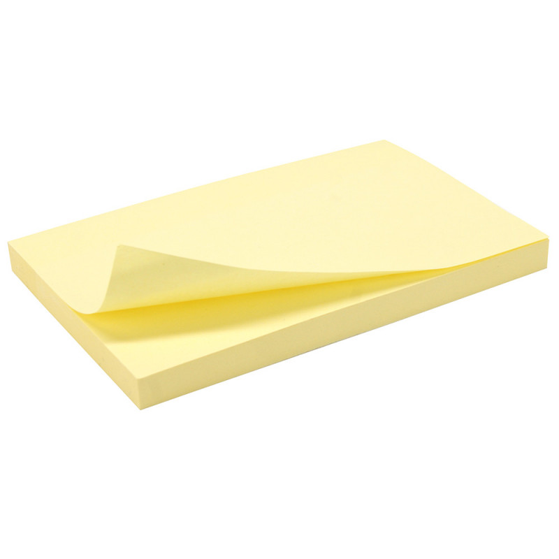 Notes adhésives repositionnables bloc 100 feuilles jaunes 75 x 125 mm