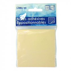 Bloc note repositionnable jaune 100 feuilles 75x75mm unité suspendu