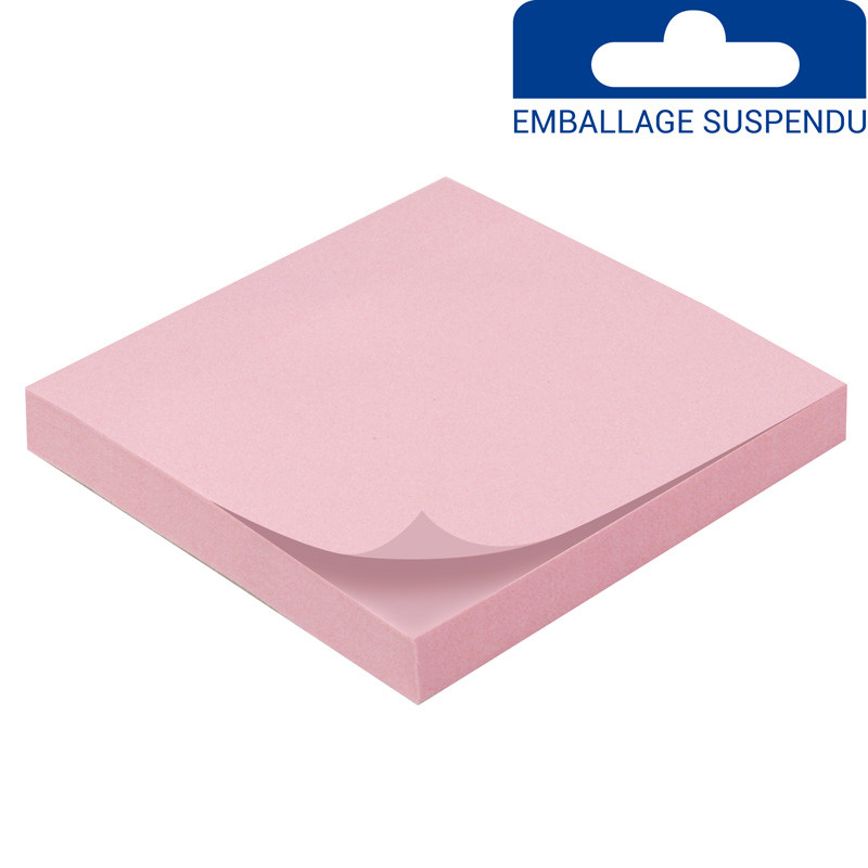 Bloc note repositionnable rose 100 feuilles 75x75mm unité suspendu