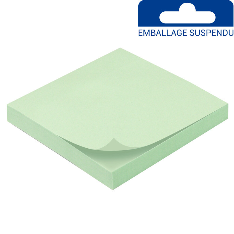 Bloc note repositionnable vert 100 feuilles 75x75mm unité suspendu