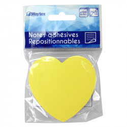 Bloc 100 notes repositionnable cœur 5 couleurs 70x70mm suspendu